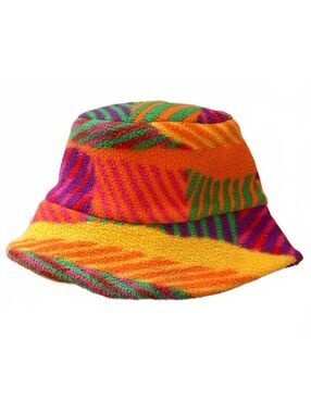 NWOT colorful rolled-brim fleece hat or bucket hat - adult